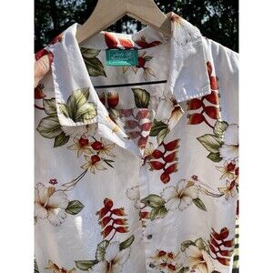 Jade Fashions Tropical Heliconia Hibiscus Hawaiian-Made Shirt Cotton Mens 2XL